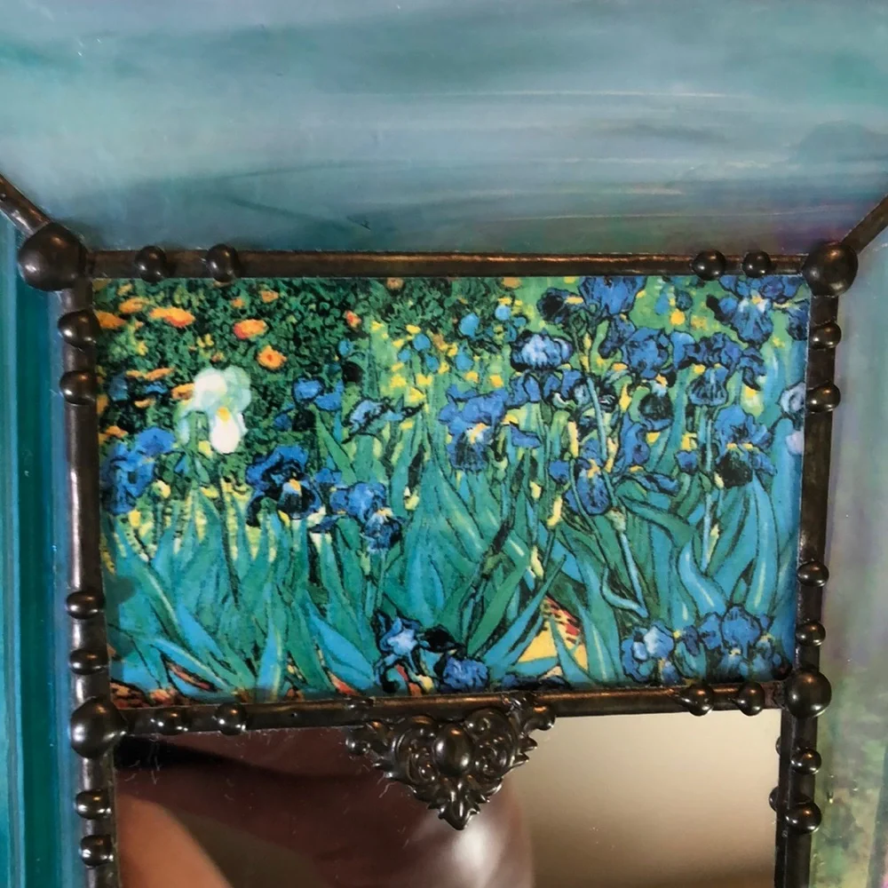 Vintage ‘83 Handcrafted Van Gogh Iris Mirror (Like New)